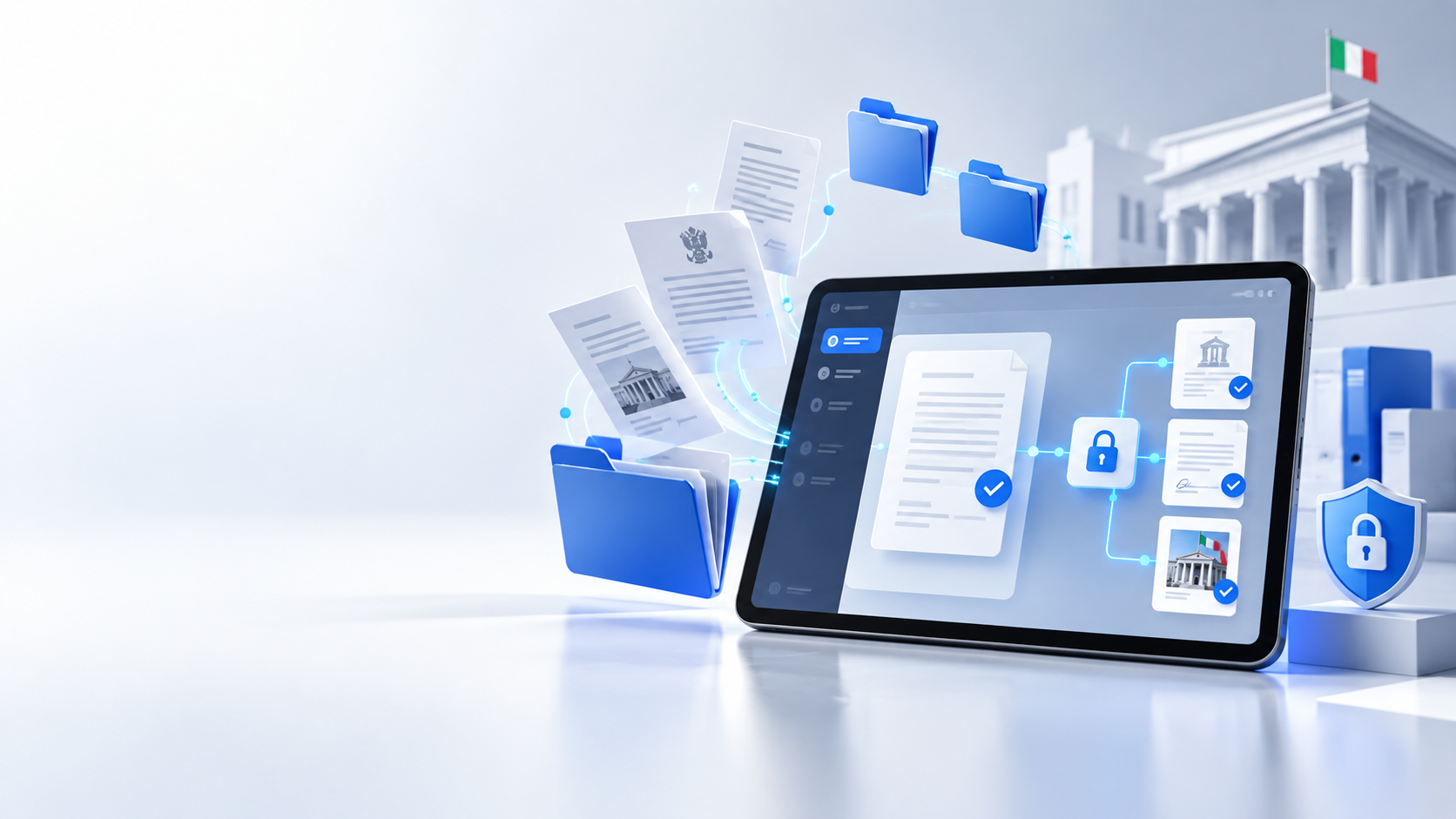 Schermate digitali per raccogliere e organizzare documenti in un unico flusso